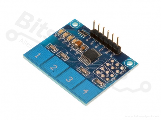 Aanraak-/touchsensor capacitief TTP224 met 4 knoppen